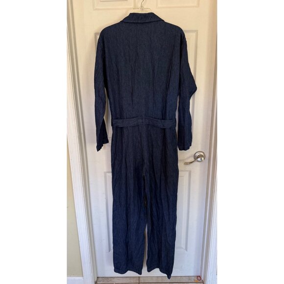 Stock MFG Herbology Denim Long Sleeve Wide Leg Jumpsuit Women's Large - Picture 6 of 6